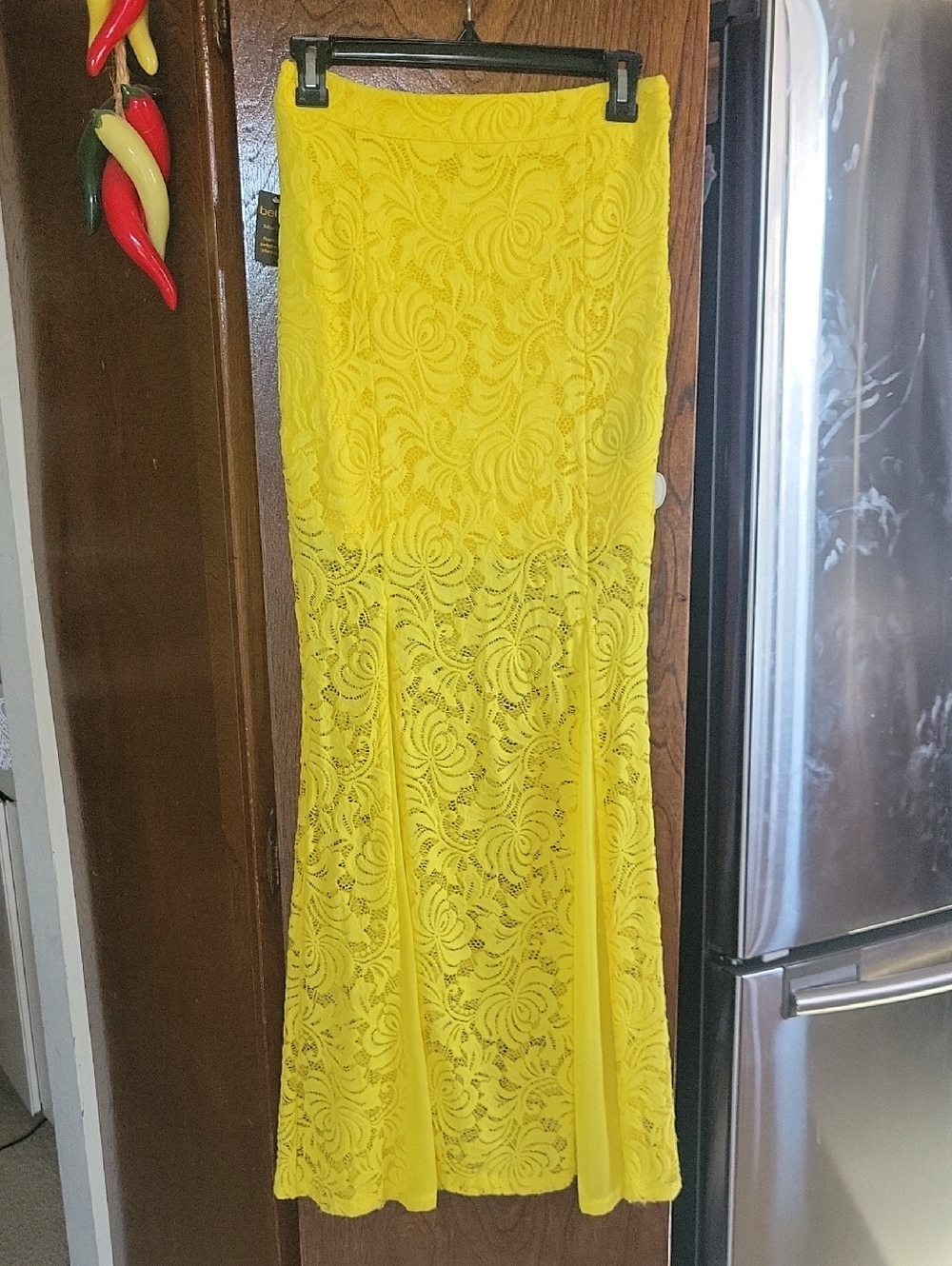 Bebe Yellow Lace Maxi Skirt
